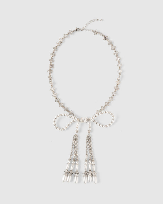 pearl ribbon chain necklace【Delivery in March 2025】