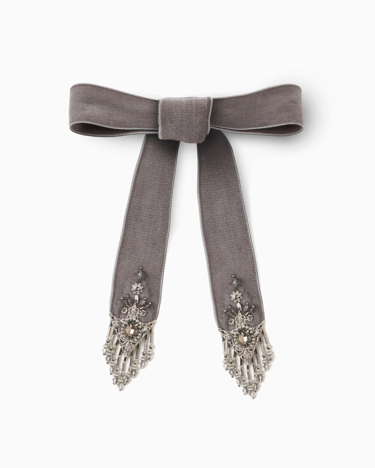 crystal silver tip velvet long ribbon – tanakadaisuke