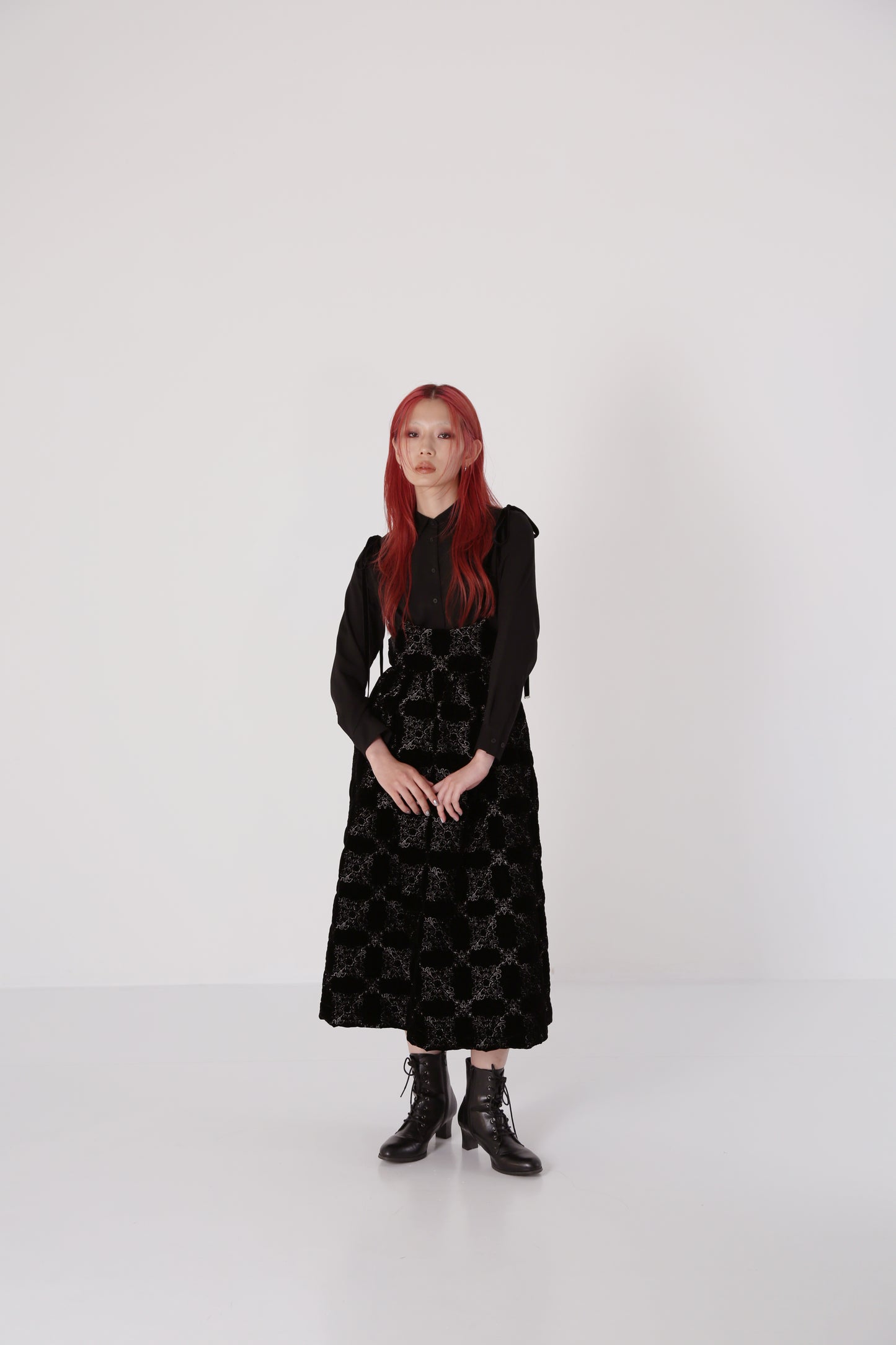 palace tiles quilted overalls skirt【Delivery in February 2025】