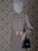back curtain cropped blouse Olive brown【stock】