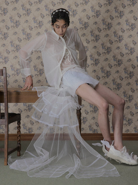 tulle train skirt【Delivery in March 2026】