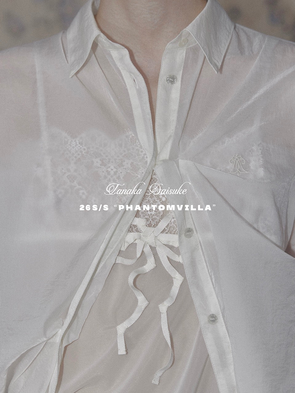 wave tuck lumen embroidery sheer shirt Off white【Delivery in January 2026】