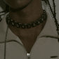 black leather bijou initial chain necklace【Delivery in August 2025】