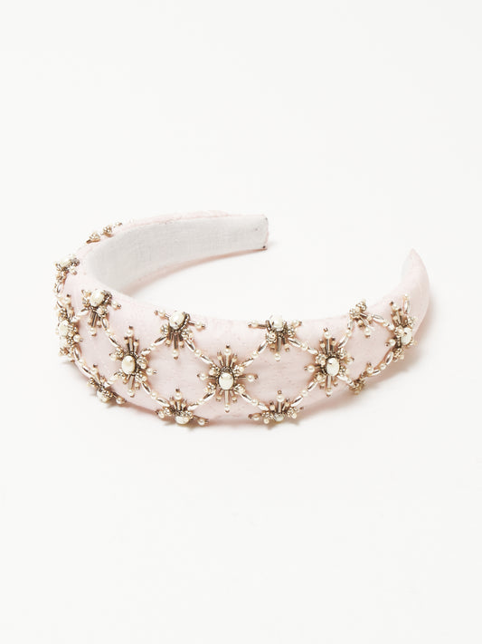 White pearl hair band Pink【Stock】