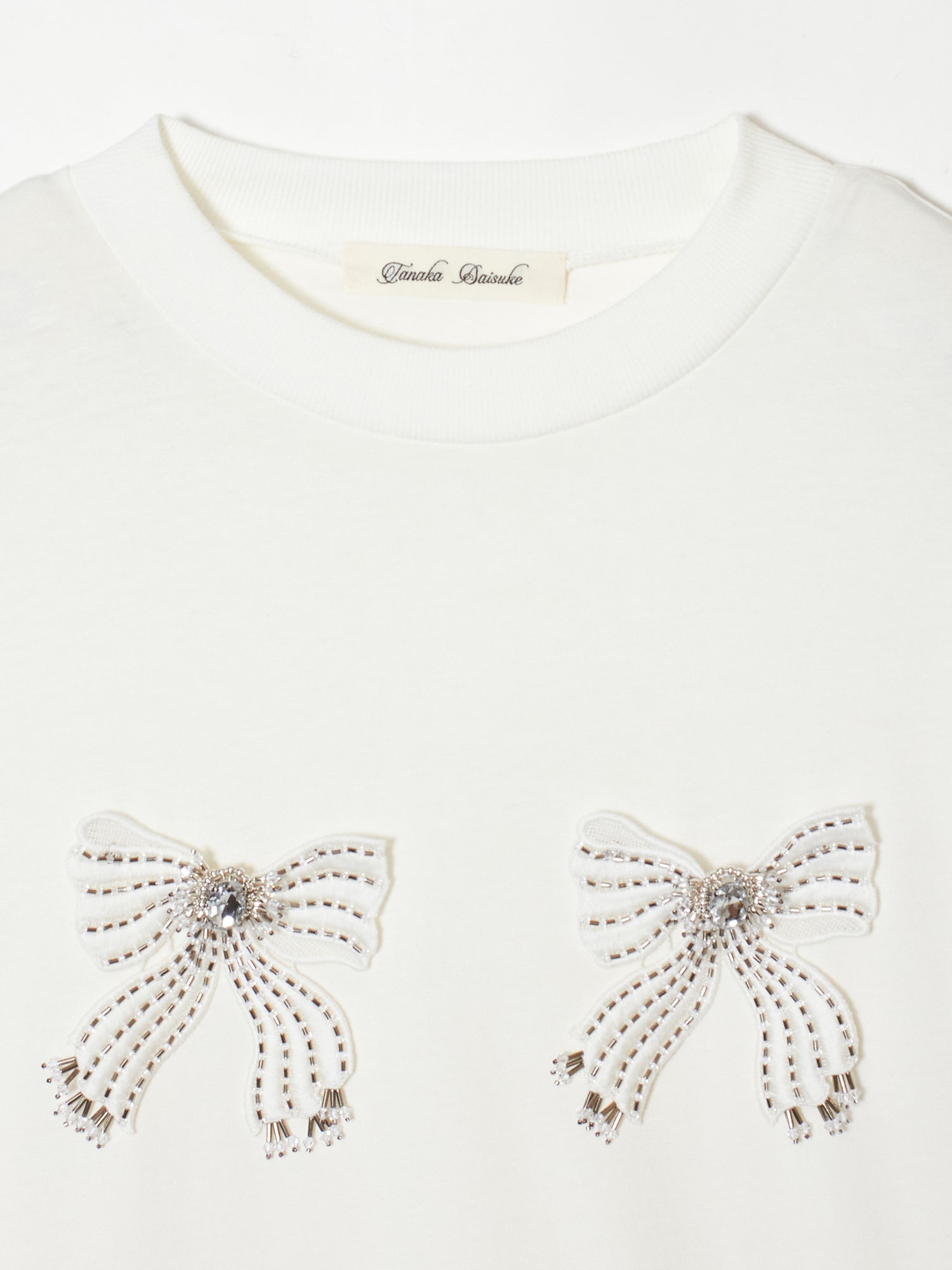 ribbon bijou T-shirt White【Delivery in January 2023】