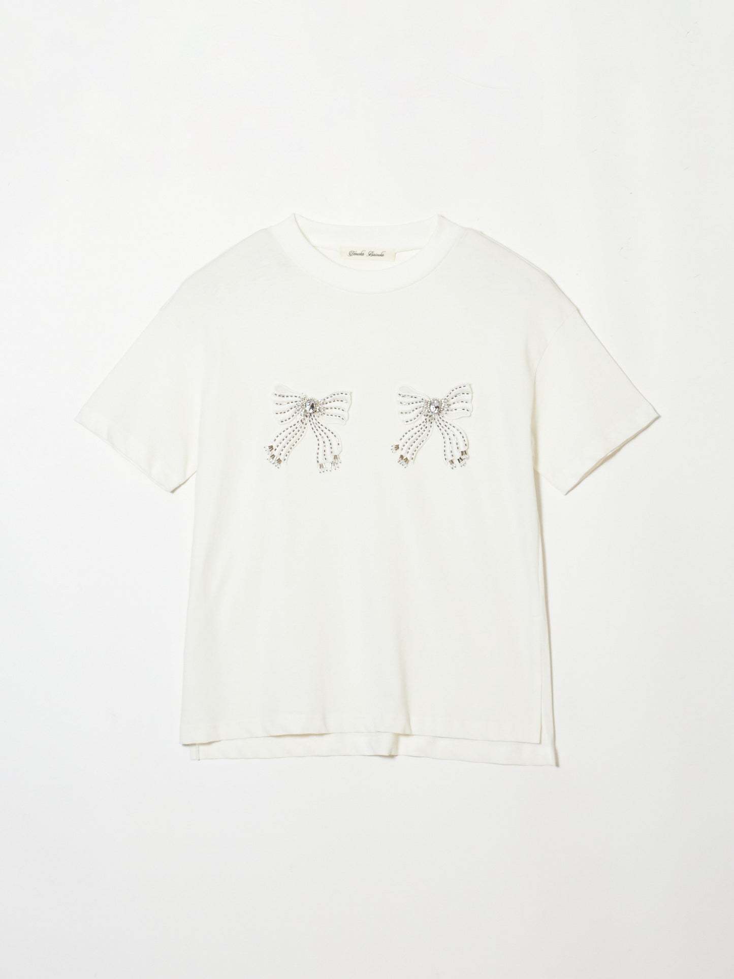 ribbon bijou T-shirt White【Delivery in January 2023】