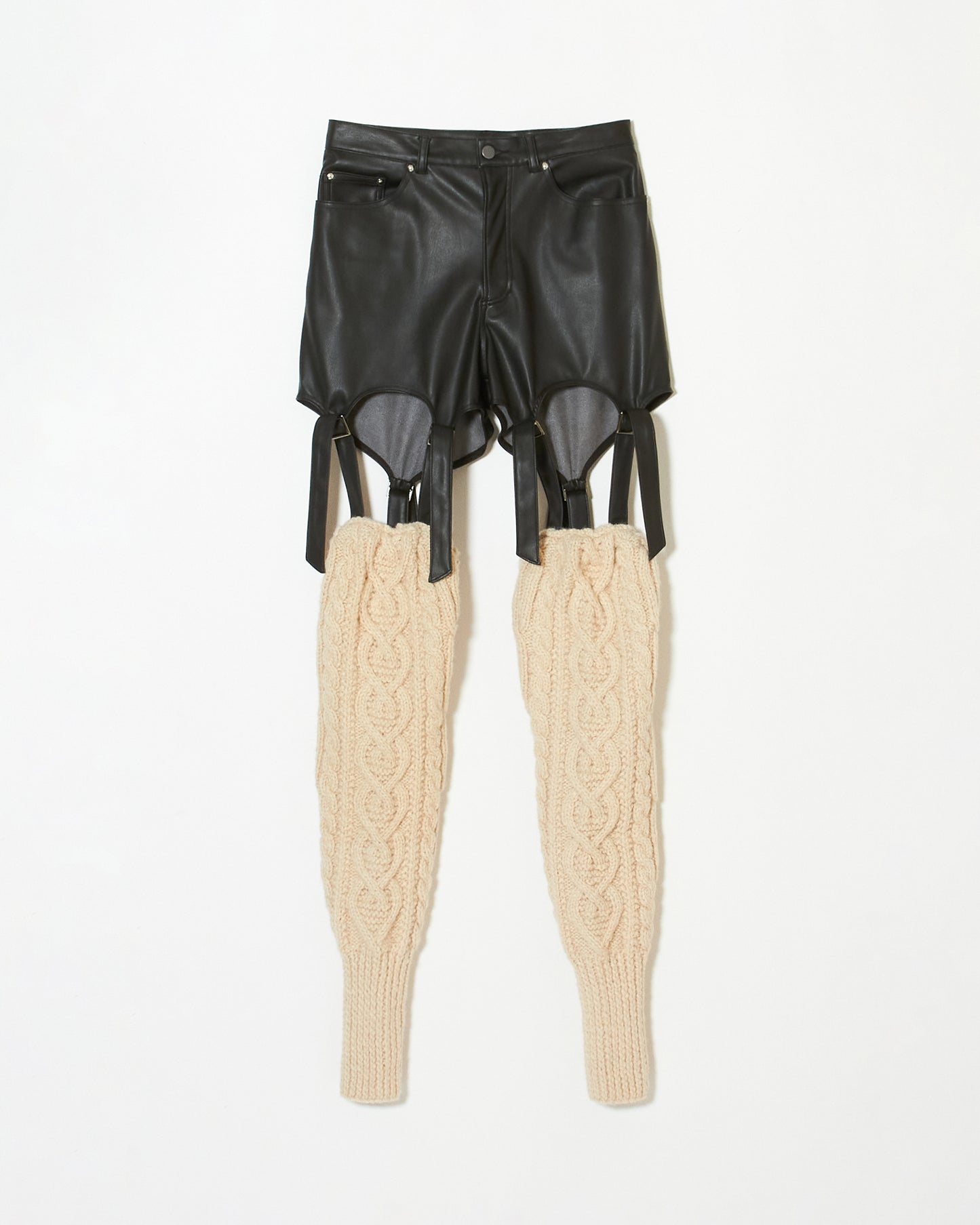 cable knit leather pants【Delivery in March 2023】