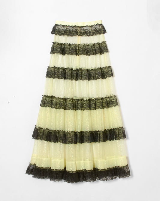 black lace yellow skirt【Delivery in August 2023】