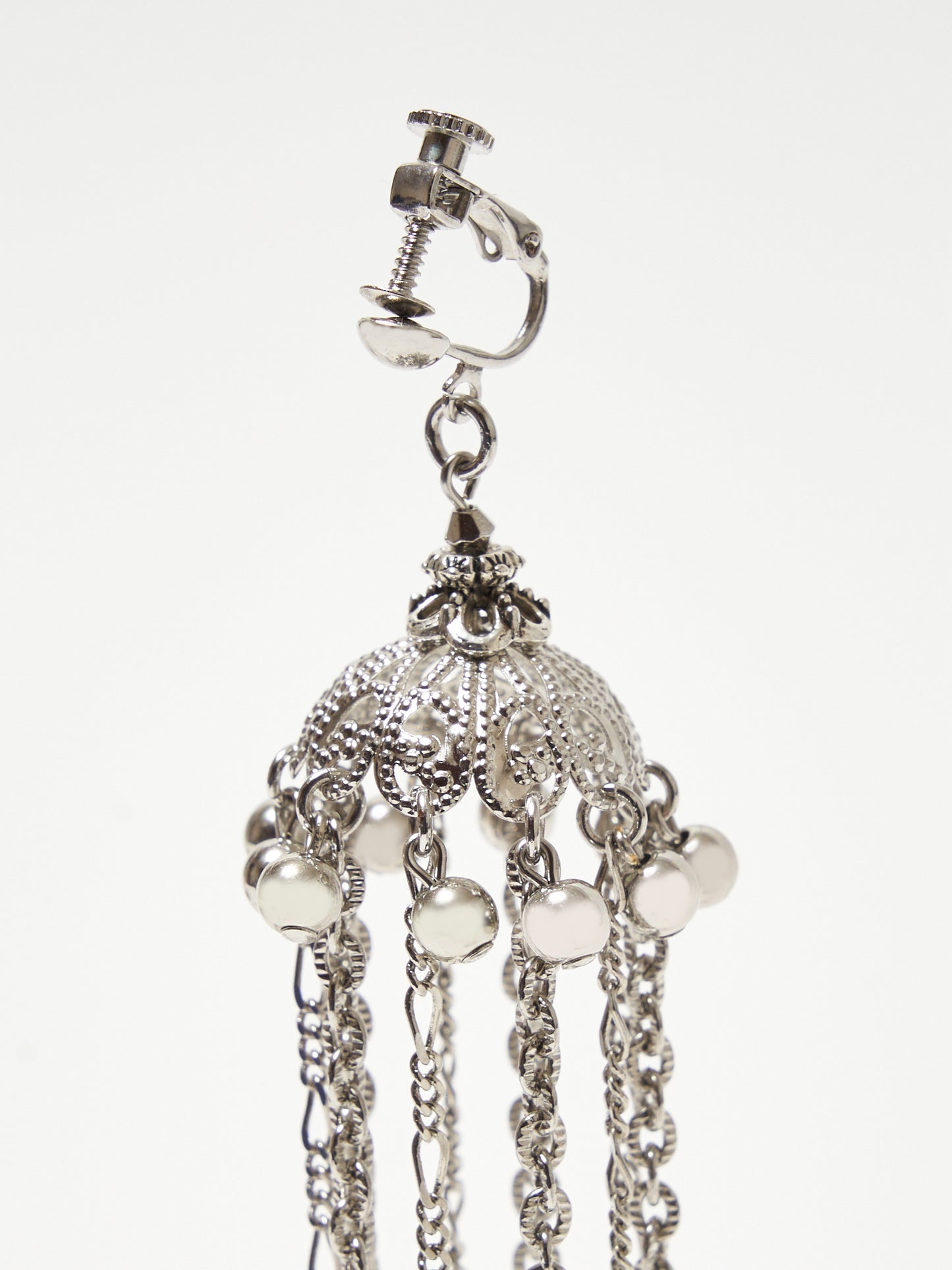 silver studs tassel earrings【Delivery in August 2023】