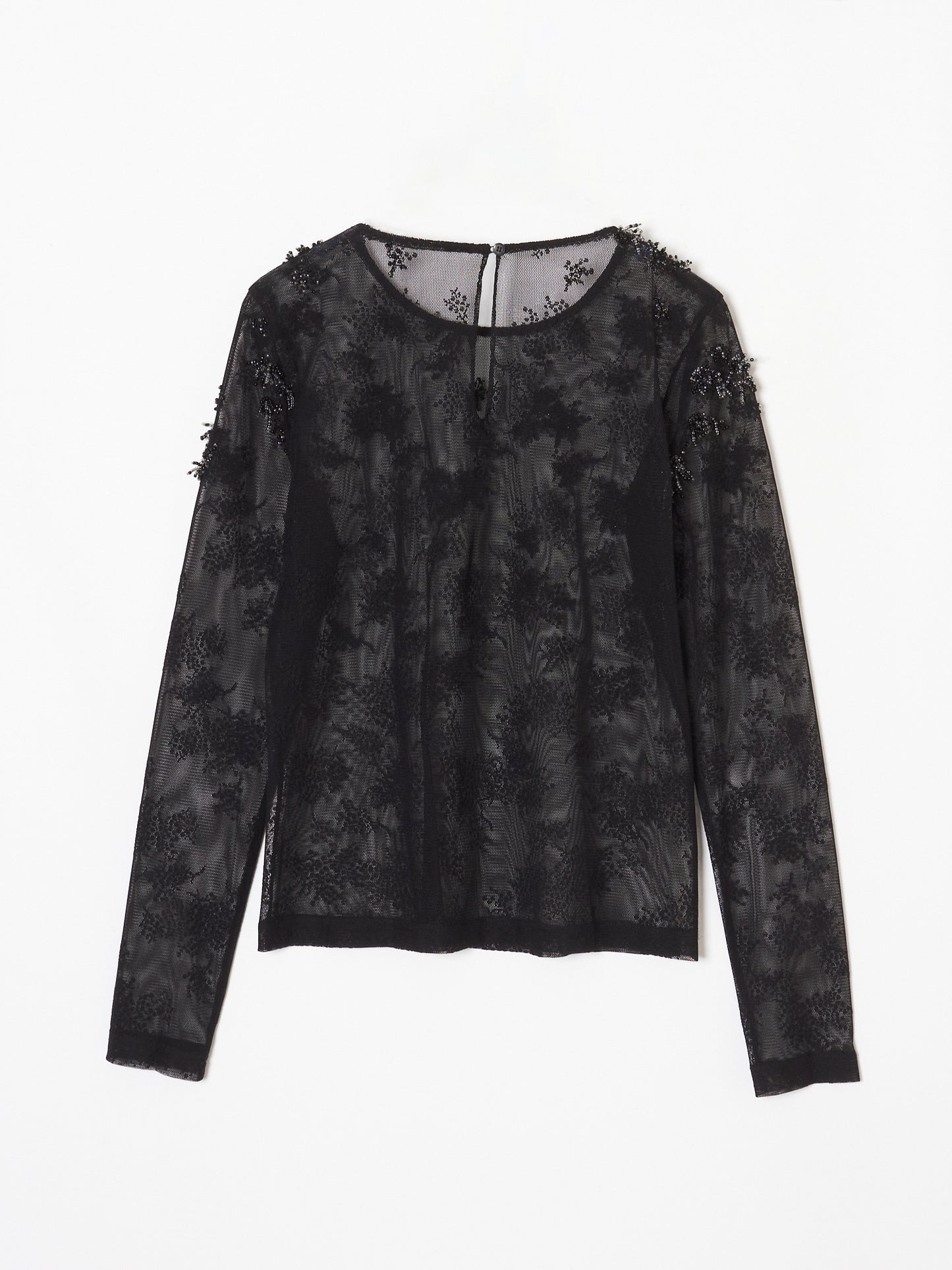 gypsophila embroidery sheer tops Black【Delivery in December 2023】