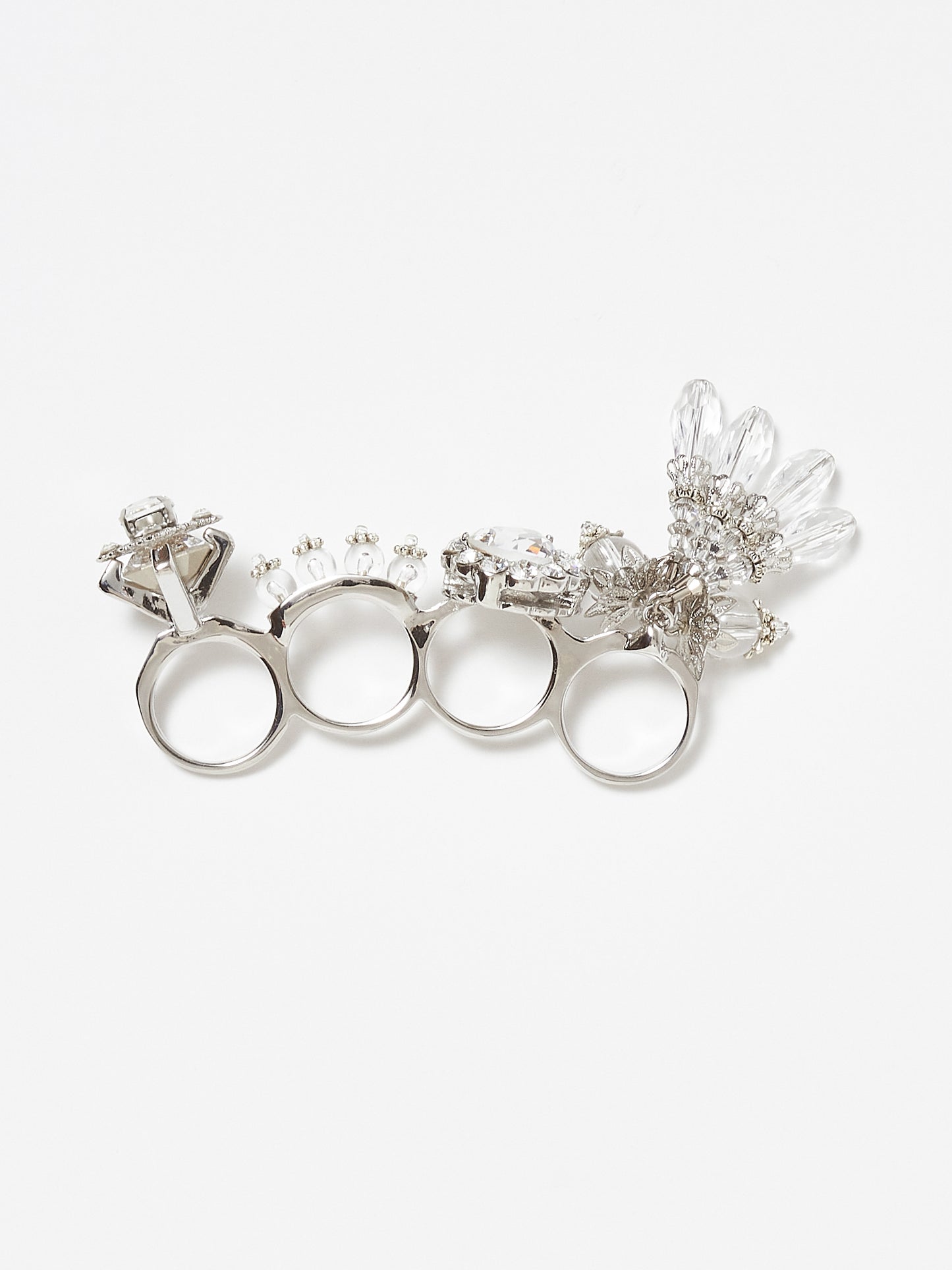 crystal bijou knuckle ring silver【Stock】