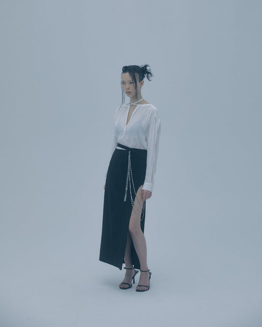 three long chain cut-out tight skirt【Delivery in December 2023】