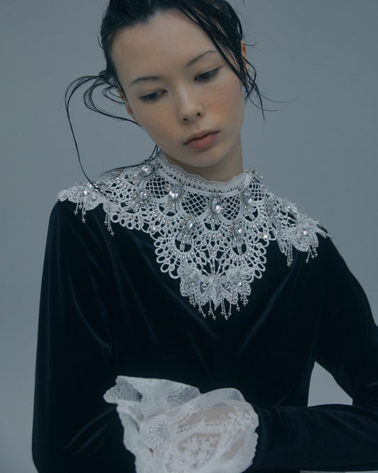 NEW crystal bijou white collar【Delivery in February 2023】
