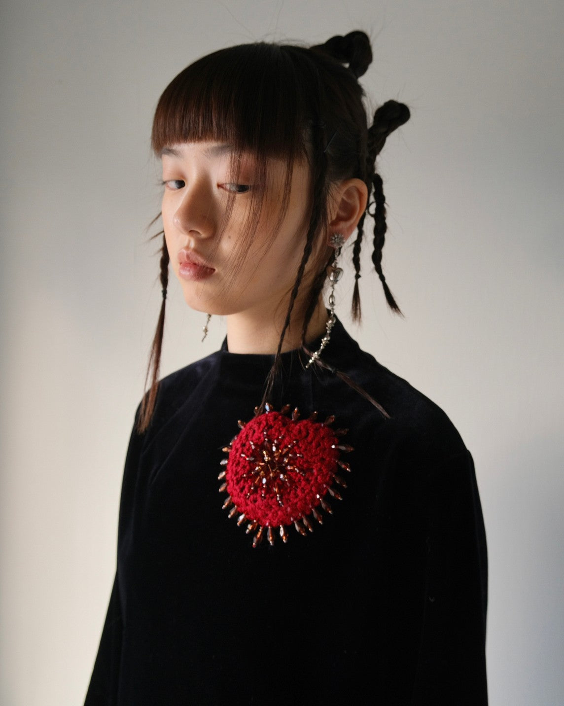 heart knit broach RED【Delivery in April 2023】