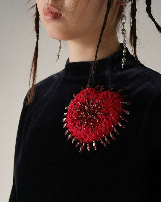 heart knit broach RED【Delivery in April 2023】