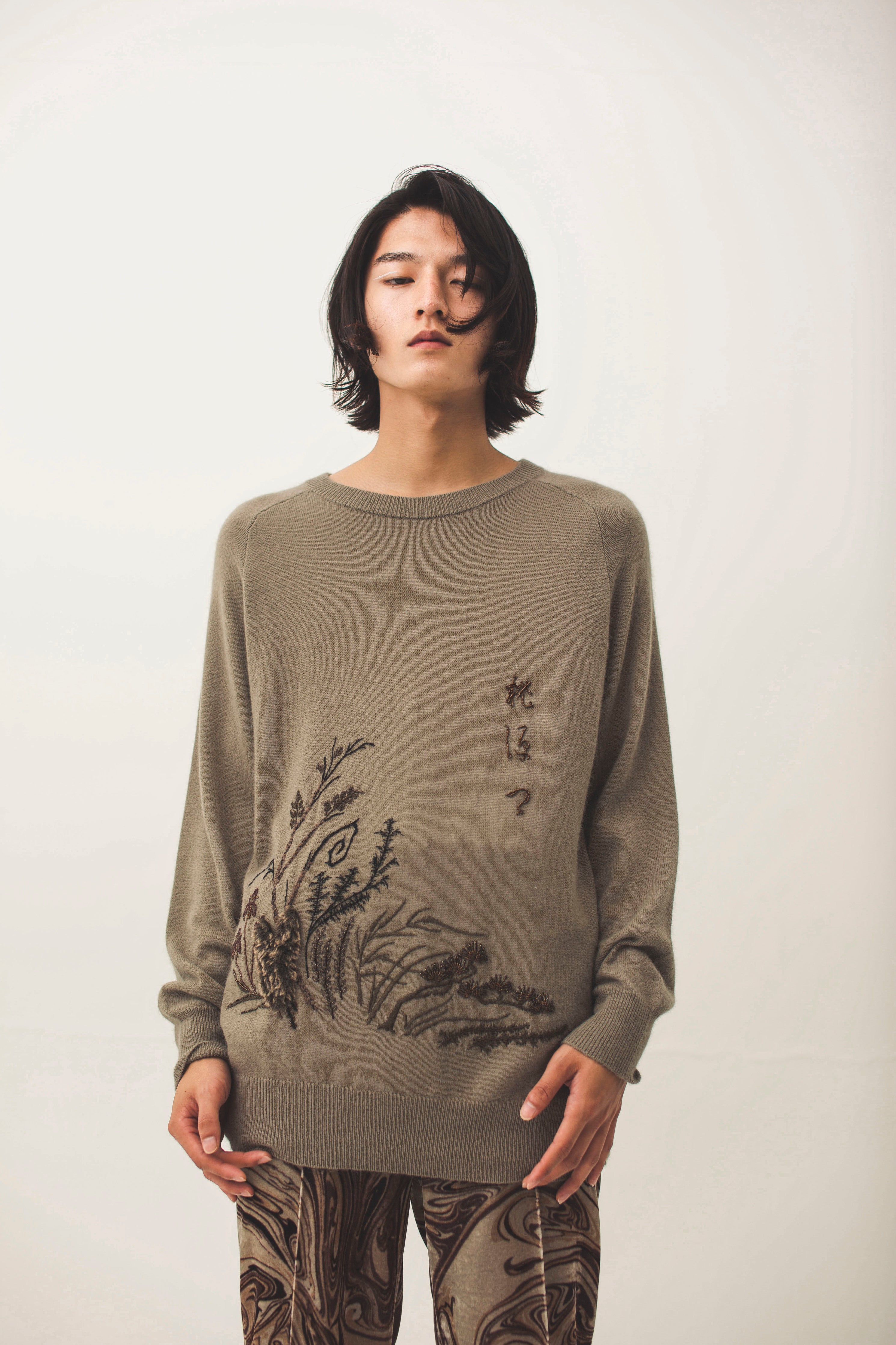 tanakadaisuke BONSAI Knit (Hand embroidery) KHAKI