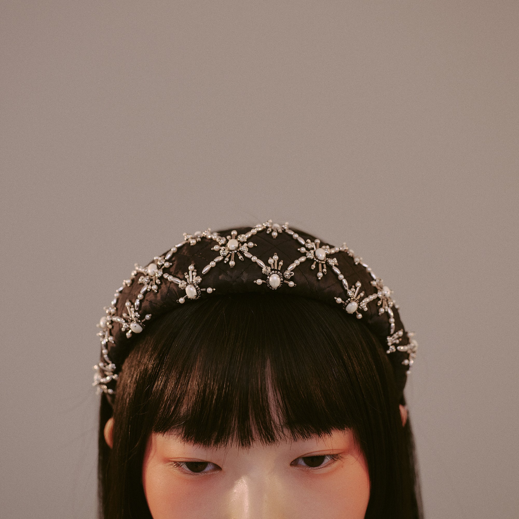 MadeinJapanWhite pearl hair band Black【stock】